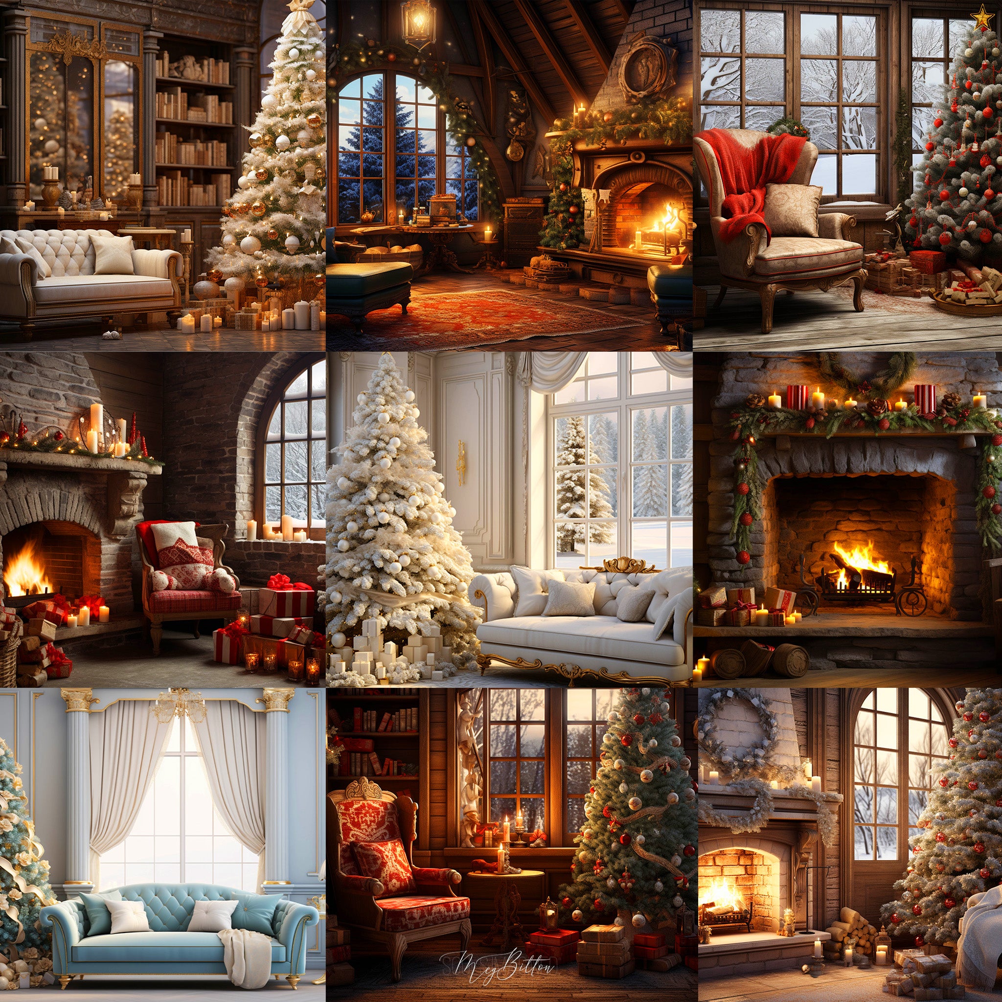 Ultimate Cozy Christmas Room Background Bundle