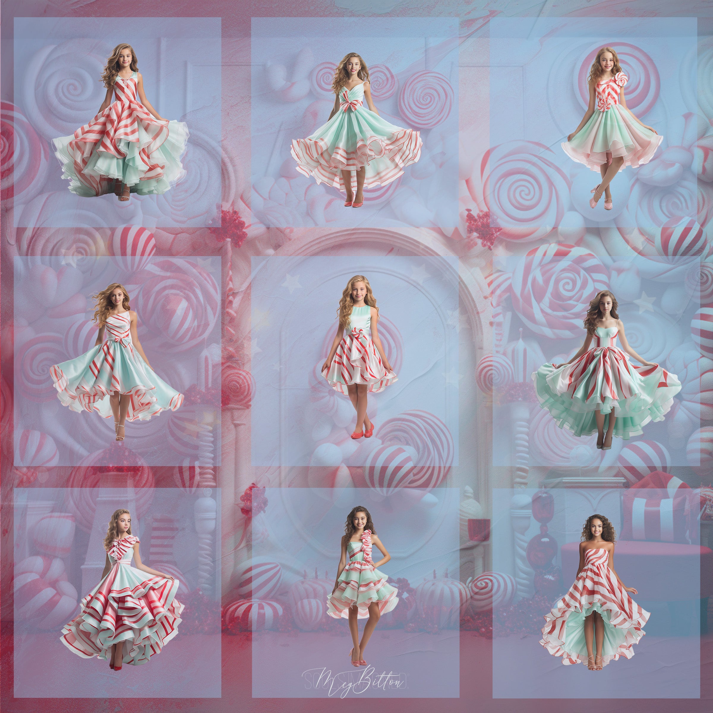 Magical Peppermint Gown Model Overlays
