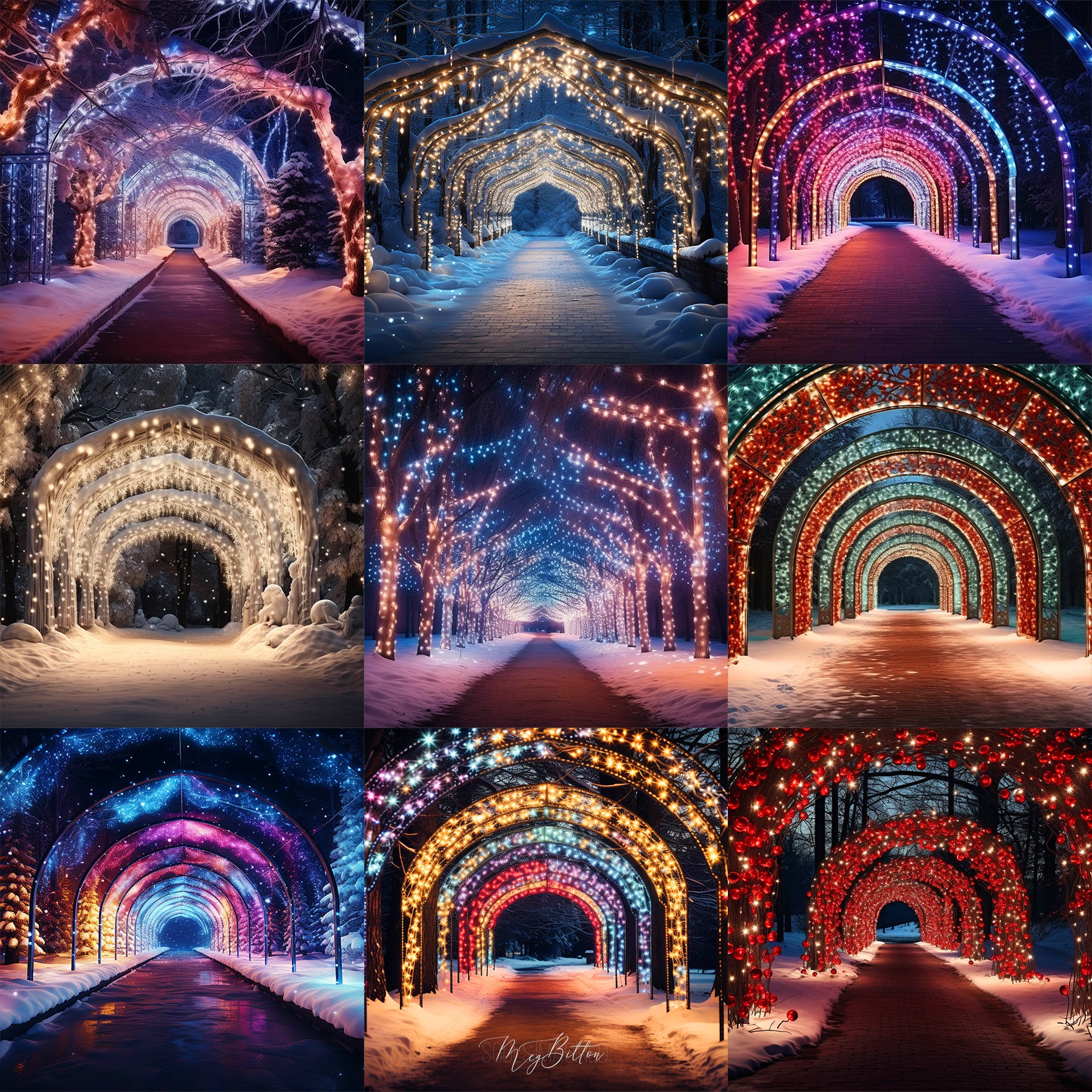 Ultimate Christmas Lights Arch Background Bundle