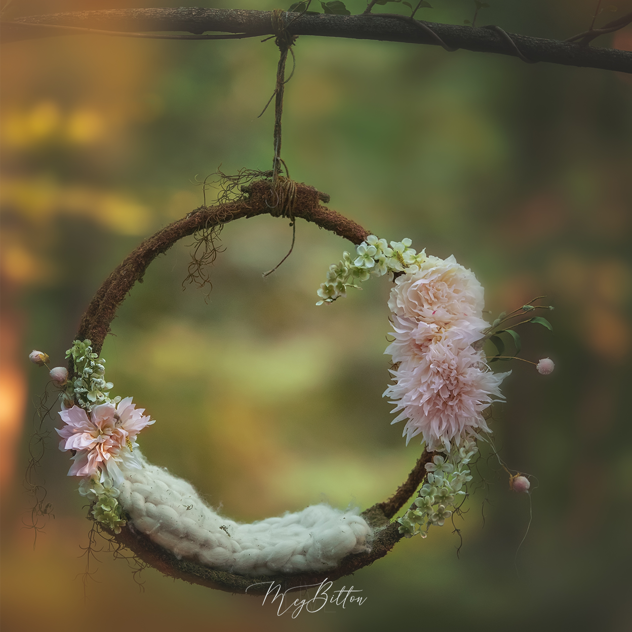 Digital Background: Floral Newborn Wreath